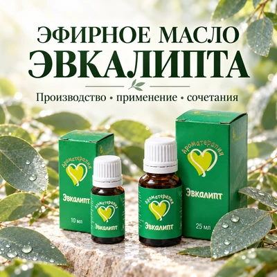 Эфирное масло эвкалипта NaturVita в фасовках 10 и 25 мл среди листьев эвкалипта