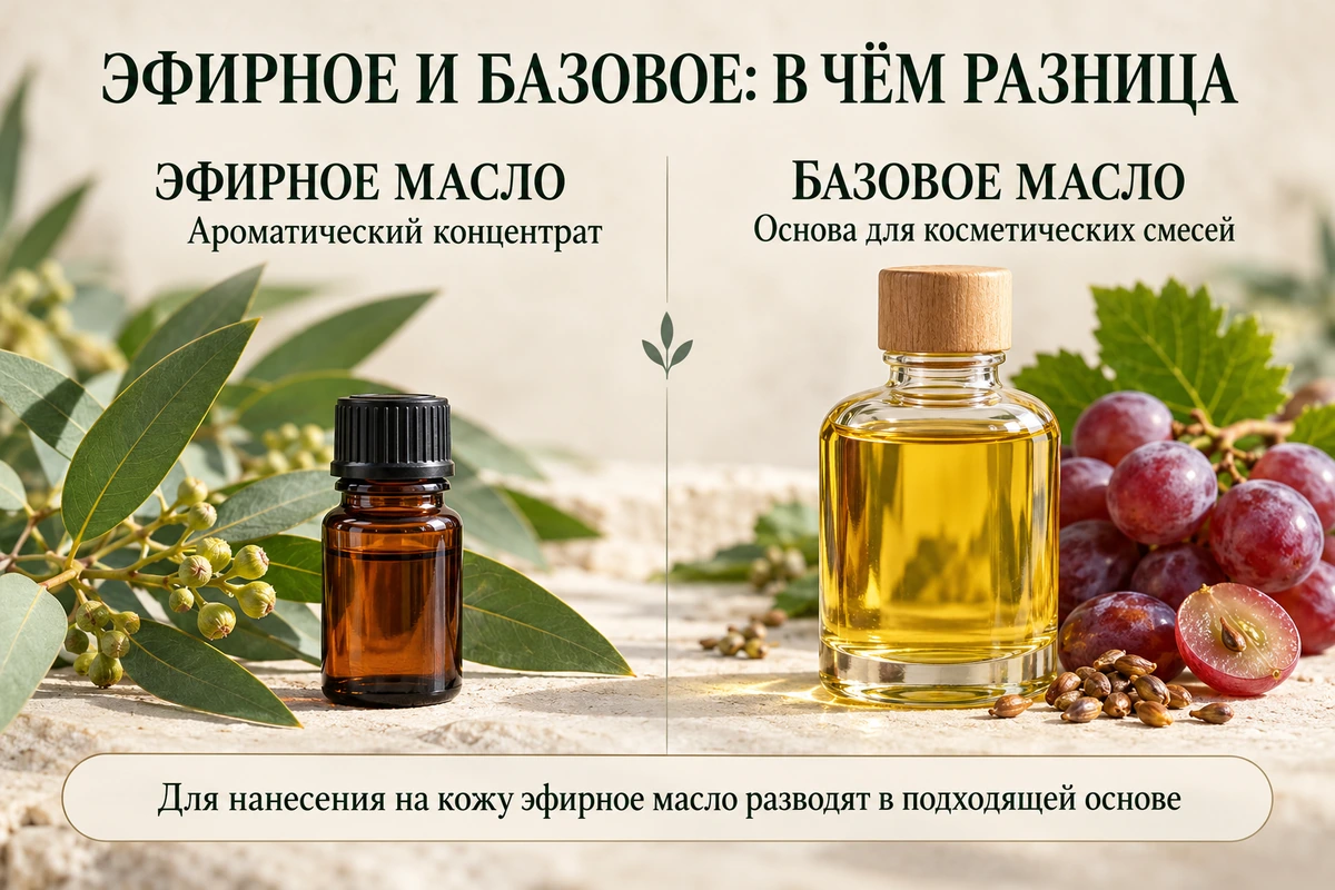 Эфирное масло — ароматический концентрат, базовое масло — основа для косметических смесей